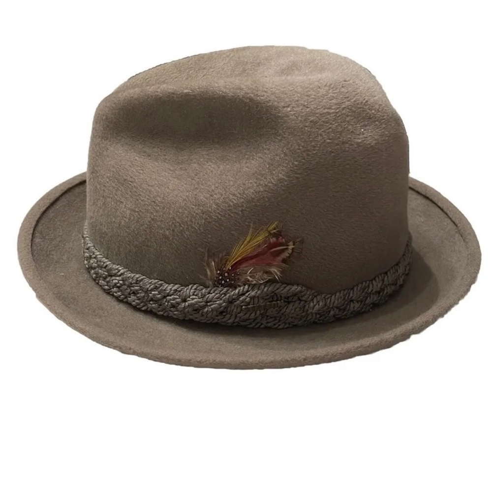 Stetson Brown Fedora Hat with Feather Accent